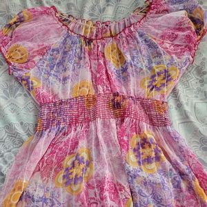 Sheer Pink Spring Blouse Large